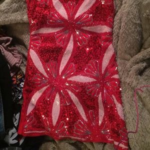 Red sequin front dress